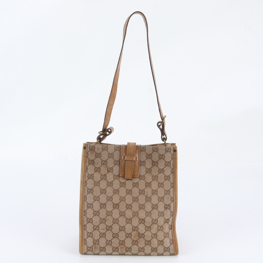 Gucci GG Canvas 110292 Leather Shoulder Bag Tote Handbag for Women